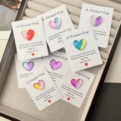 Cross-border new products gradually change pocket hug greeting card, resin love peach heart decorative gift, confession love symbol