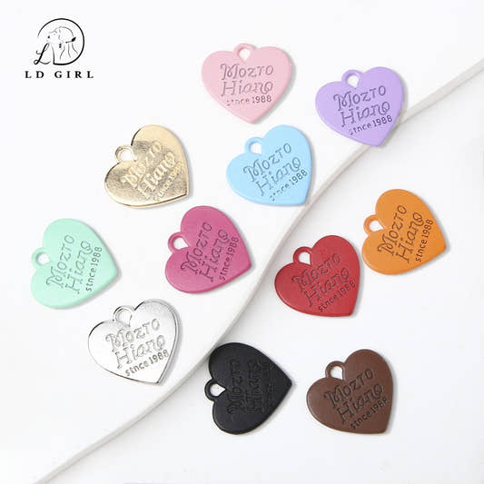 10Pcs Heart Charms, Colorful Metal Heart Pendant Mini Heart Shaped Charm for Jewelry Making Earring Bracelet Necklace Keychain DIY Accessories