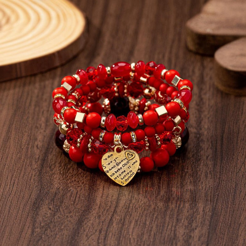 Bohemian Multi-layer Wood Bead Beaded Bracelet Ladies Elastic Rope Bracelet