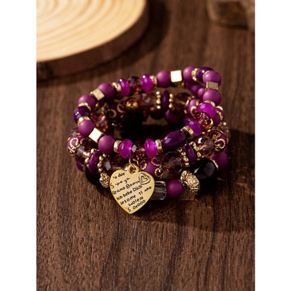Bohemian Multi-layer Wood Bead Beaded Bracelet Ladies Elastic Rope Bracelet