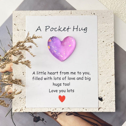Cross-border new products gradually change pocket hug greeting card, resin love peach heart decorative gift, confession love symbol